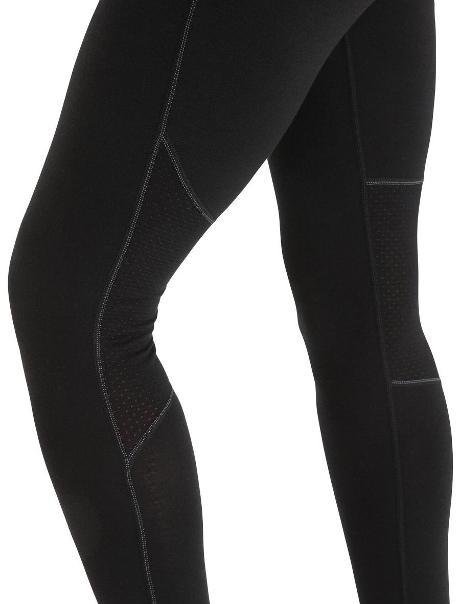 Icebreaker BodyfitZone™ Merino 150 Zone Thermal Női Leggings Fekete | HU 1543UZGT